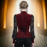 Gothic Red Fringed Iris Mesh Long Sleeve