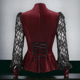 Gothic Red Fringed Iris Mesh Long Sleeve