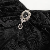 Gothic Lace Velvet Stitching Small Stand Collar Flare Long Sleve