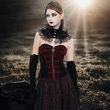 Gothic Velvet Color Contrast Lace up Corset