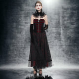 Gothic Velvet Color Contrast Lace up Corset