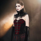 Gothic Velvet Color Contrast Lace up Corset