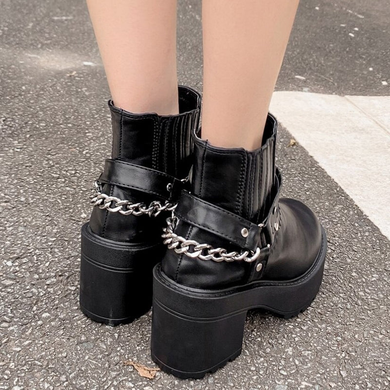 Gothic Sexy Boots Black Leather