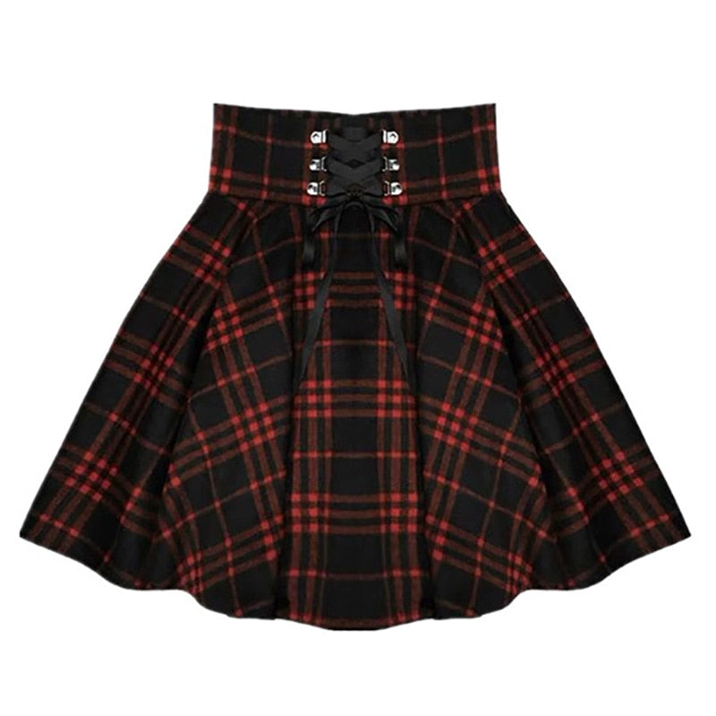Vintage Black and Red Plaid Skirt