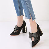 Shoes High Quality Famous Stud Heels Crystal Black