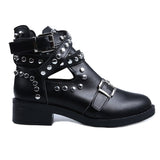 Rivet Motorcycle Leather Ankle Boots