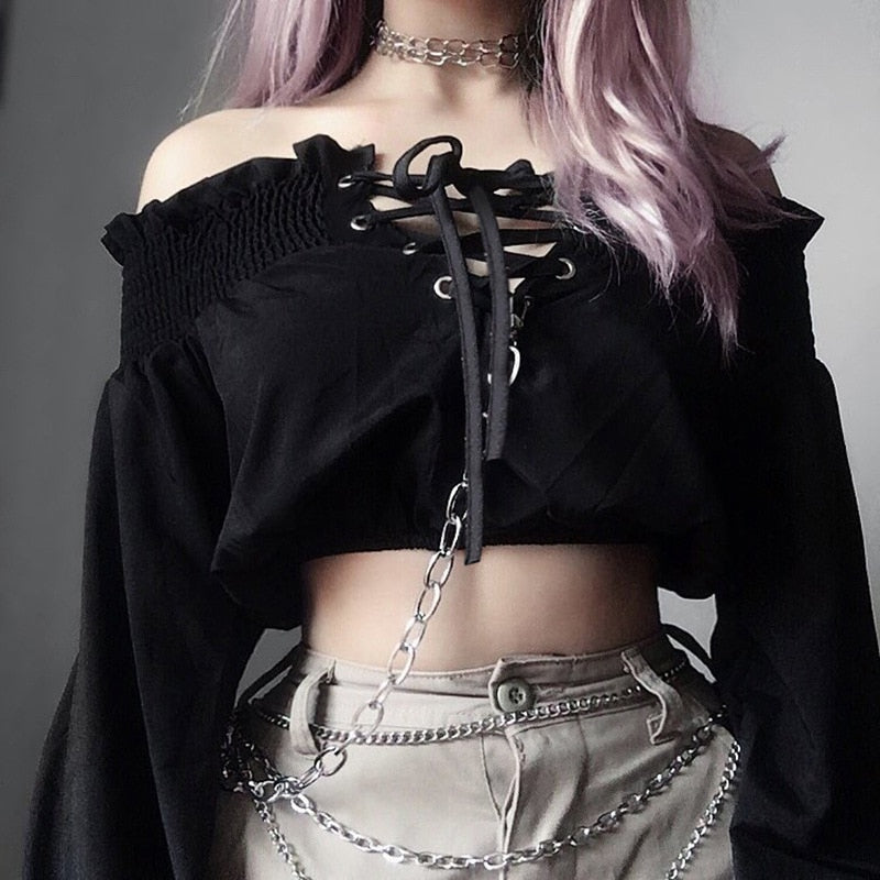 Crop Tops Long Sleeve Casual