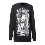 Long Hoodies Witch Print Hooded
