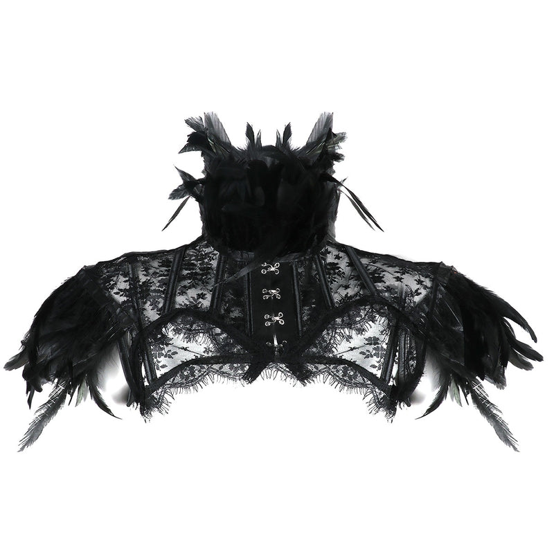 Retro Gothic Feather Cape Lace