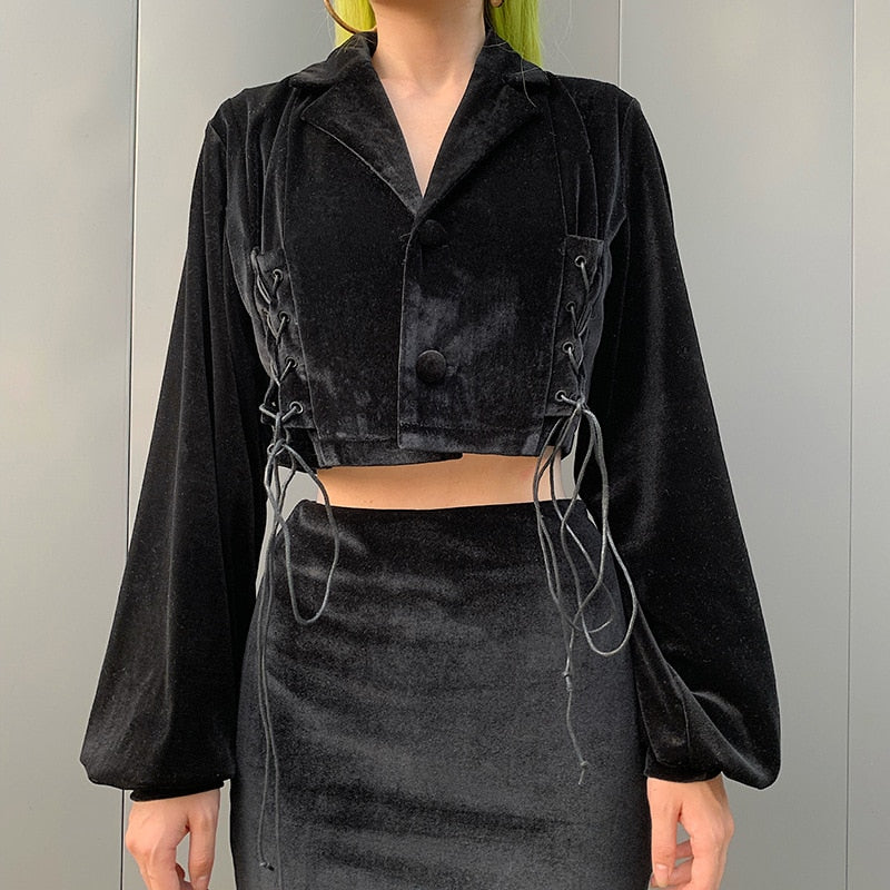 Crop Tops Loose Vintage V-neck