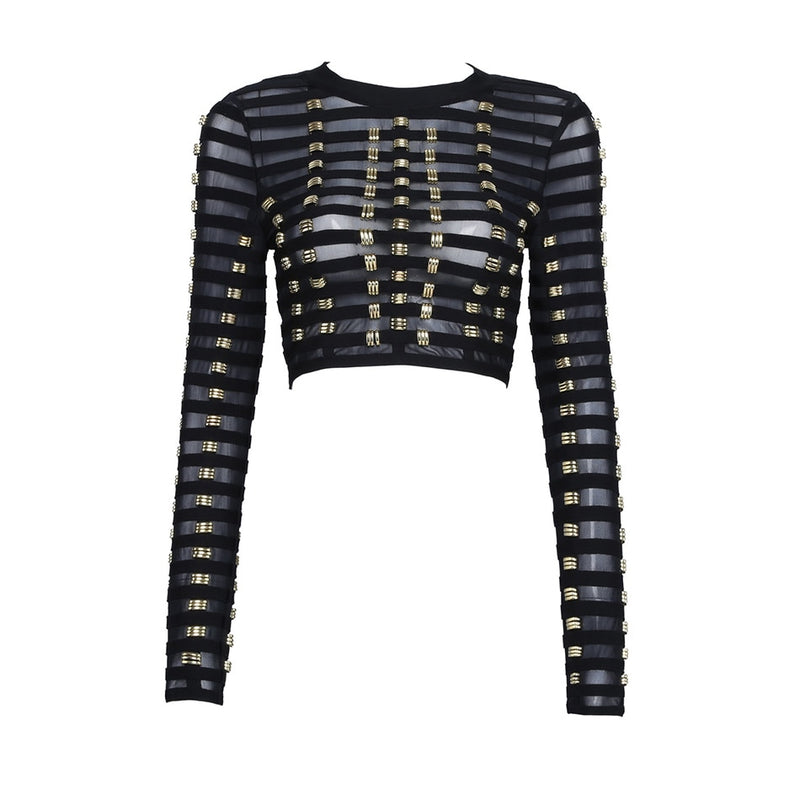 O Neck Sequin Bandage Tops