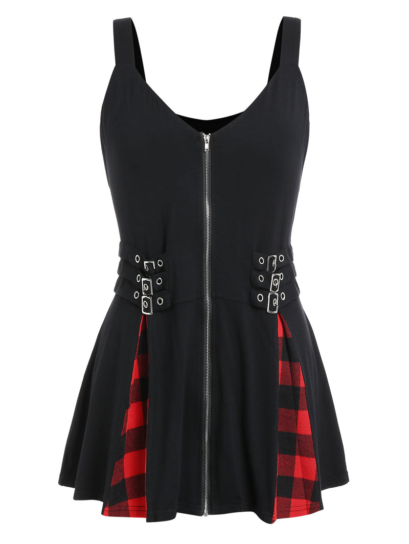 Buckled Zip Up Tank Top