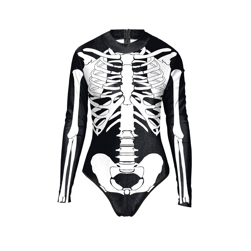 Skull Pattern One-Piece Bodysuit