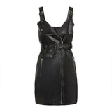 Leather Gothic Black Short Bodycon Dress