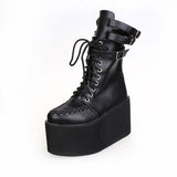 Punk Leather Lace-up Boots