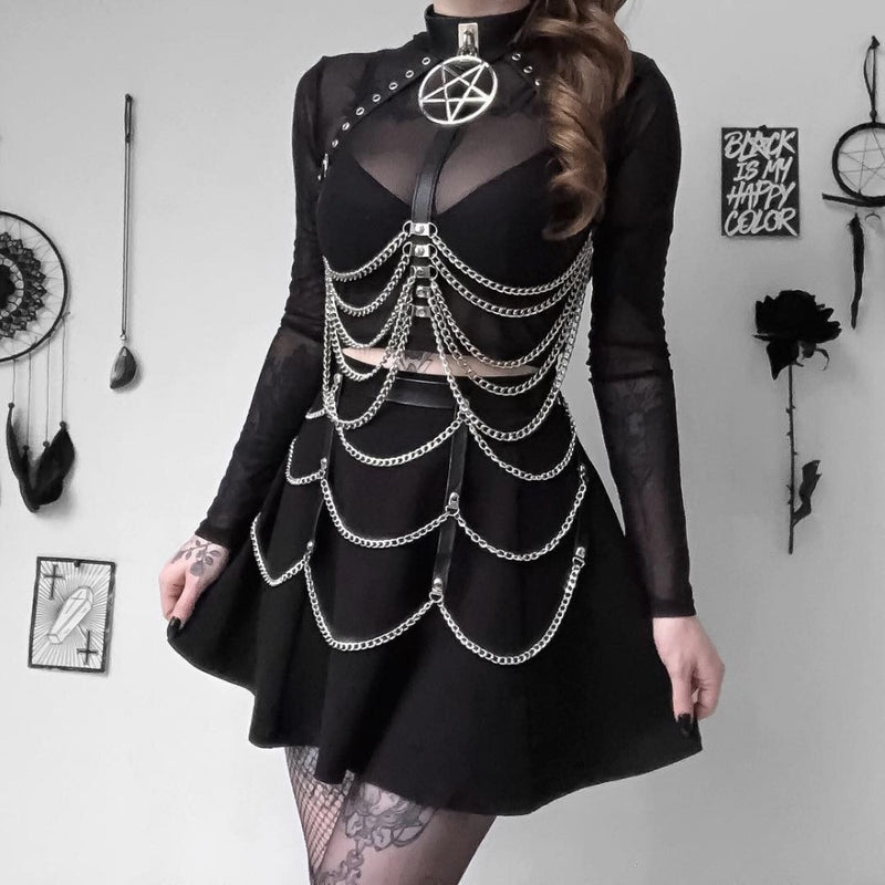 Punk Chain Harness Bra