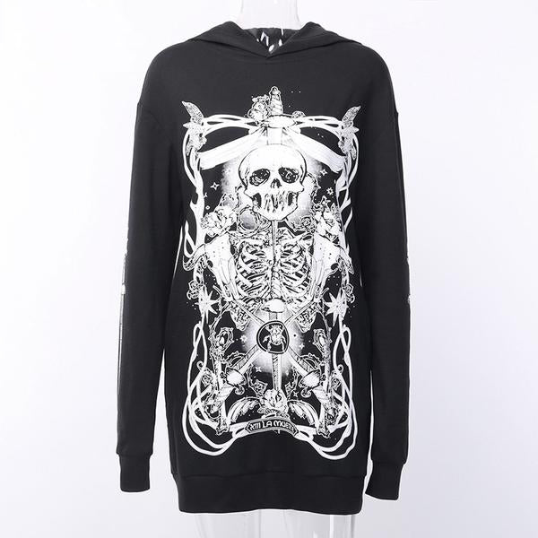 Gothic Grunge Print Hoodie