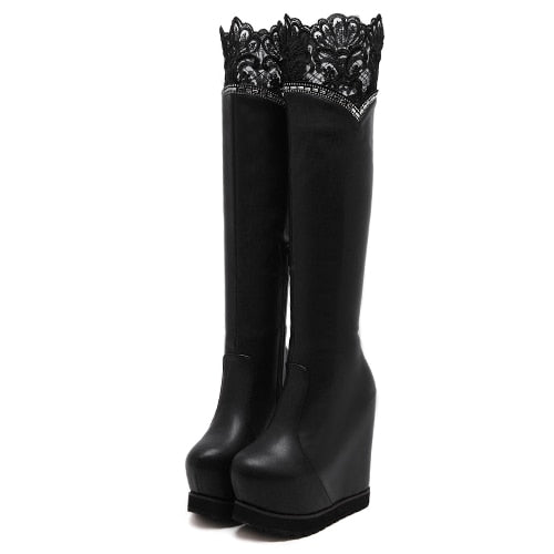 Sexy Lace Knee High Boots