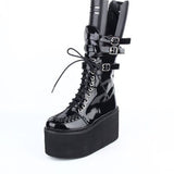 Punk Leather Lace-up Boots