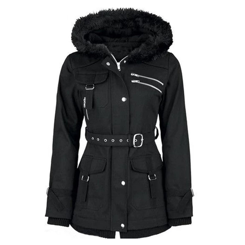 Zippers Belt Hooded Trench Coats