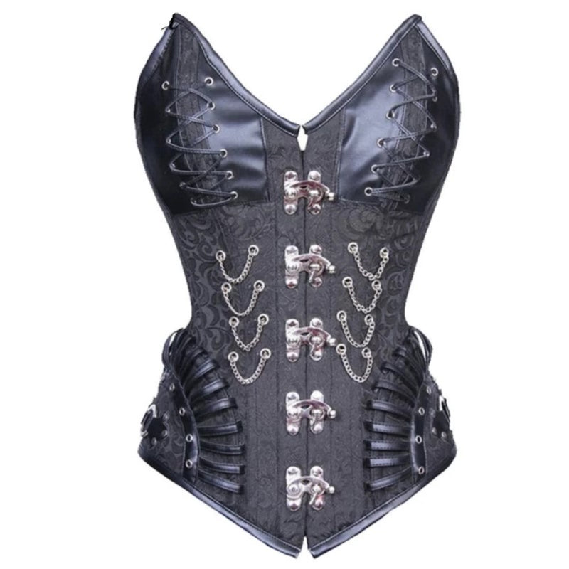 Gothic Black Embroidery Corset Steampunk