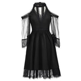 Romantic Gothic Cold Shoulder Lace Mesh Dress