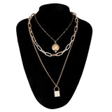 Double layer Lock necklace jewelry