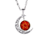 The Moon Pentagram Glass Pendant Necklace