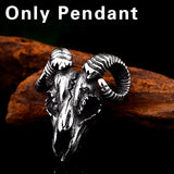 Stainless steel Vikings Sheep head pendant necklace jewelry for man