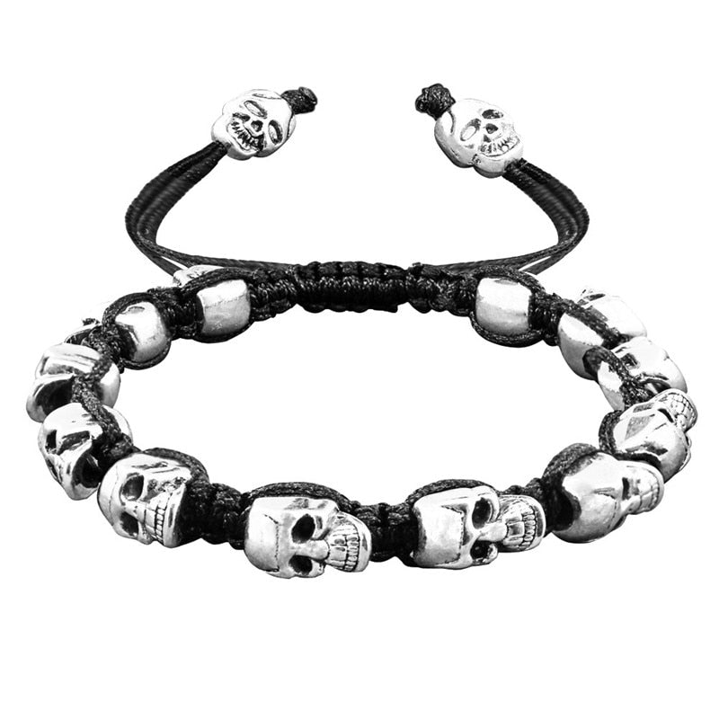Smile Skull Bead Bracelets Rope Woven
