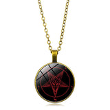 Red Pentagram Wicca Pendant Necklace