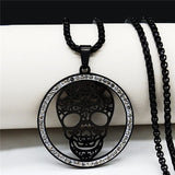 Skull Crystal Stainless Steel Necklace Women