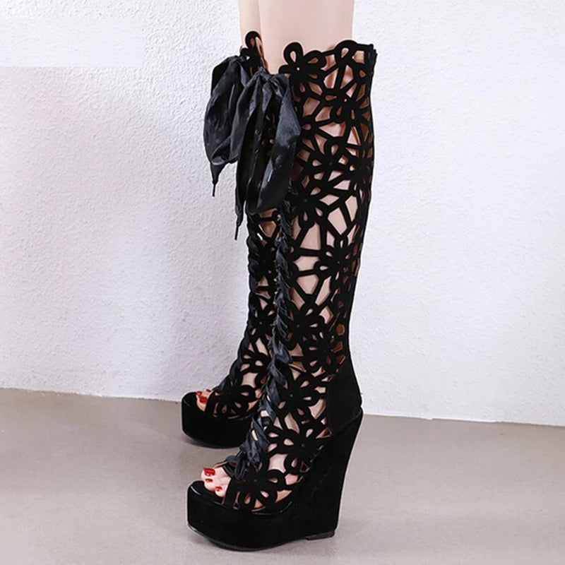 Open Toe Boots Female Sexy