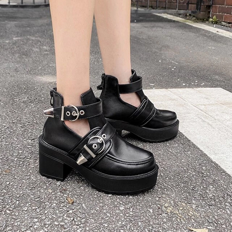 Platform Shoes Mid Heels Sexy Buckle