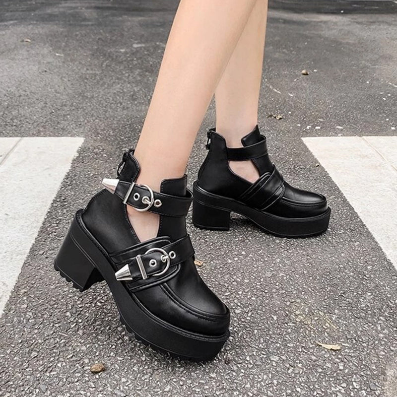 Platform Shoes Mid Heels Sexy Buckle