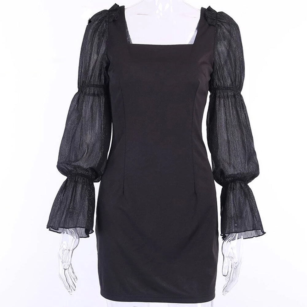 Vintage Dress Flare Sleeve Patchwork