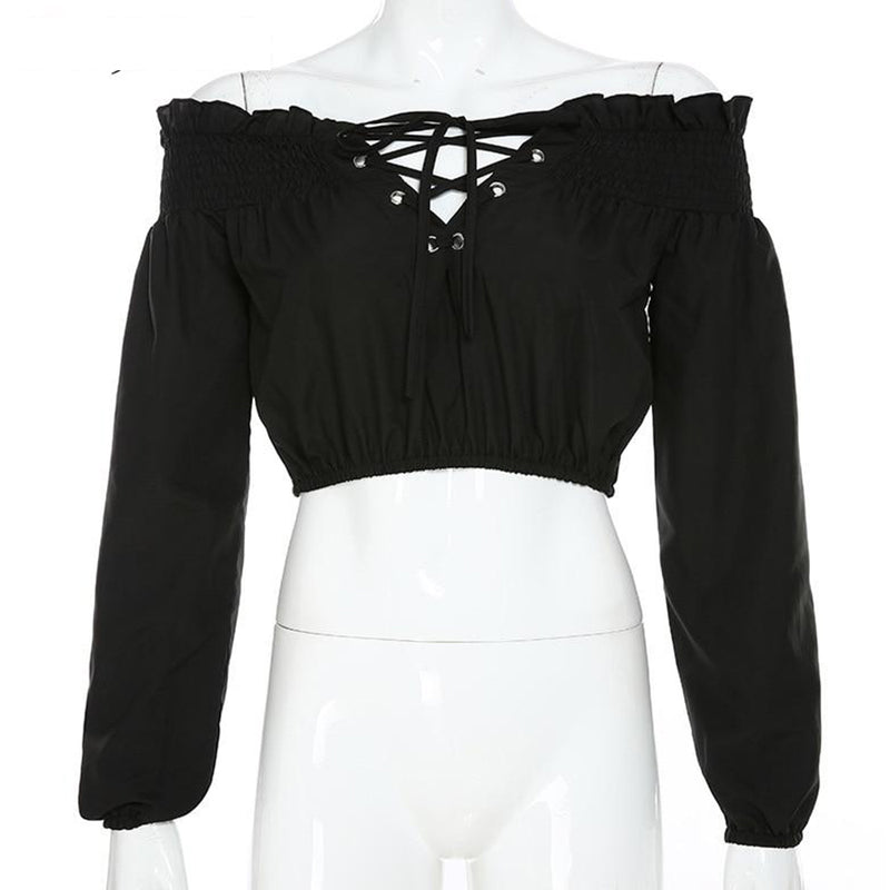 Hollow Out Pleated T-shirts