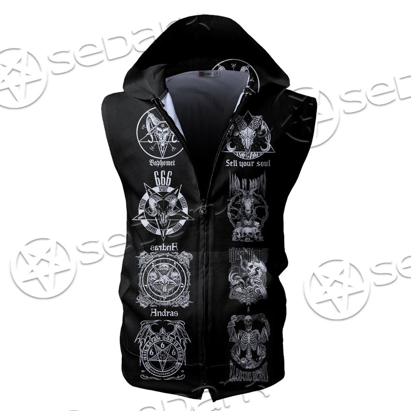 Satanic 666 Zip-up Sleeveless Hoodie