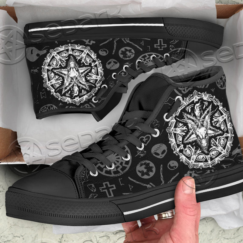 Unisex High Top Canvas Shoes - Baphomet symbol