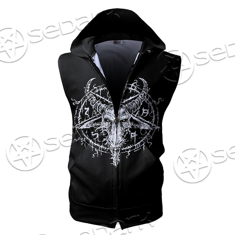 Goat Pentagram Zip-up Sleeveless Hoodie