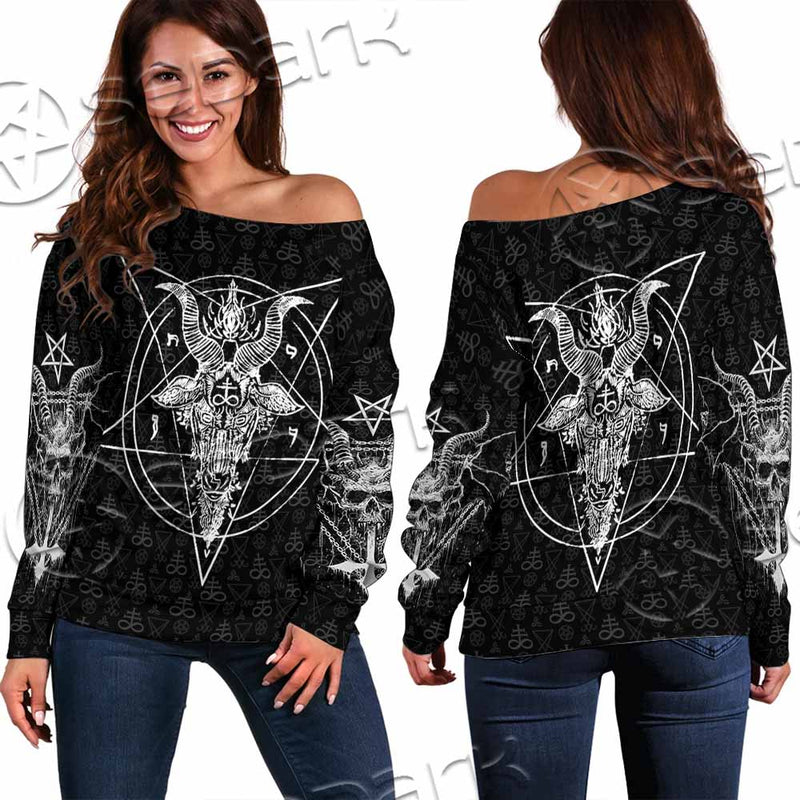 Sigil of Baphomet AIO-0418 Off Shoulder Sweaters