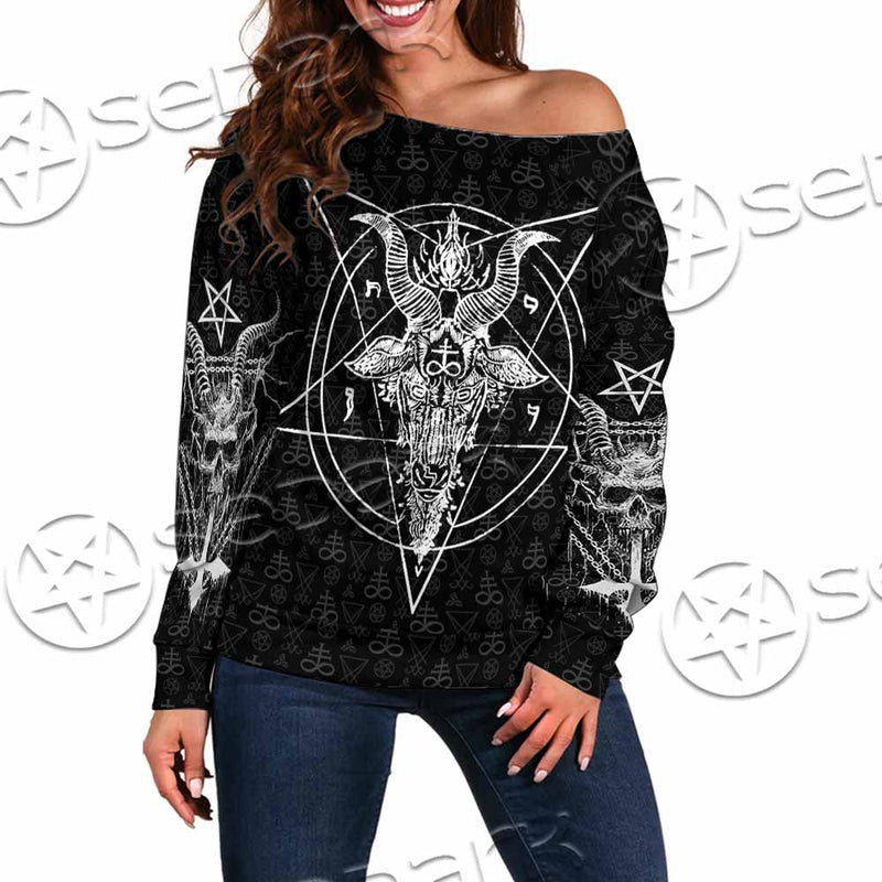 Sigil of Baphomet AIO-0418 Off Shoulder Sweaters