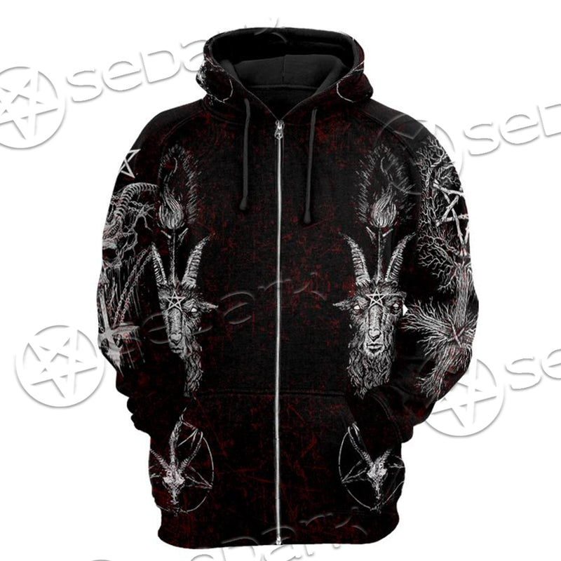Satanic Hoodie Raglan Sleeve Zip-up