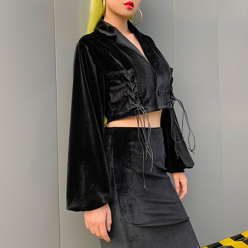 Crop Tops Loose Vintage V-neck