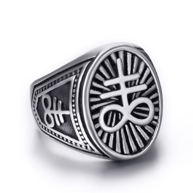 Satanic Ring Symbol Cross Devil