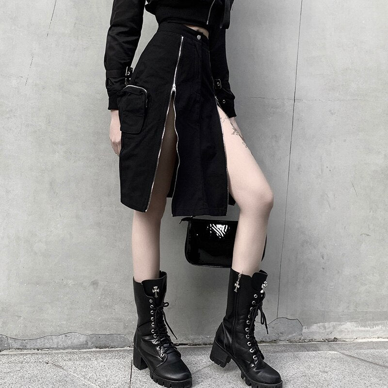 Skirts Gothic Streetwear Zipper High Waist