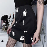 Gothic Black Mini Skirts Reflective Butterfly