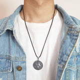 Vintage Wolf Pendant Necklaces Black Leather Rope