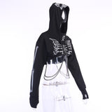 Gothic Skeleton Print Hoodies Zipper