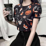 Halloween Pumpkin Print Gothic T-Shirt